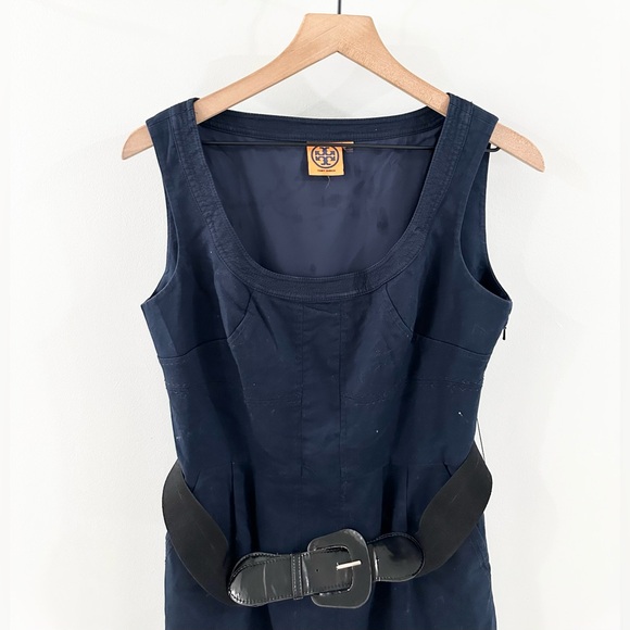 Tory Burch Leena Belted Dress Navy Size 6 - Picture 2 of 5